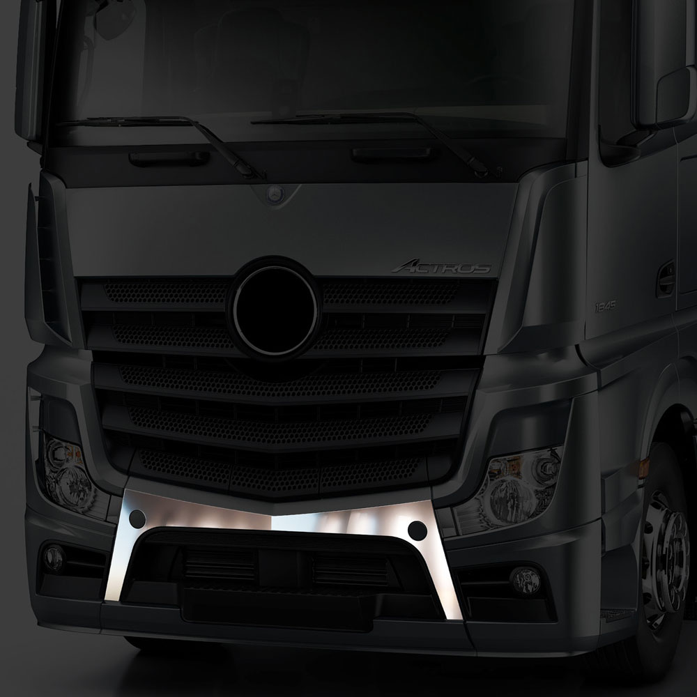 FME156 MERCEDES-BENZ FOR MIDDLE OF BUMPER CHROME 2 PCS ACTROS MP4/MP5
