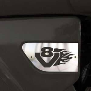 FSC153 SCANIA FOR MUDGUARD CHROME FLAMMY V8 LOGO STREAMLINE